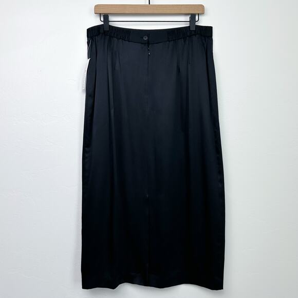 Lily & Taylor Vintage 100% Silk Satin Black Midi Slip Skirt NWT - Picture 5 of 6